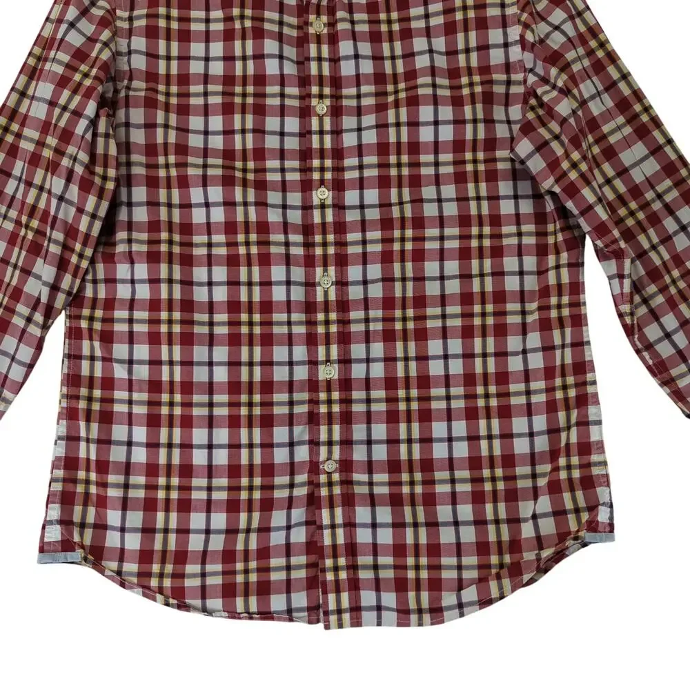 Banana Republic Soft Wash Shirt Red Plaid Button-down Oxford Mens Medium 15-15.5